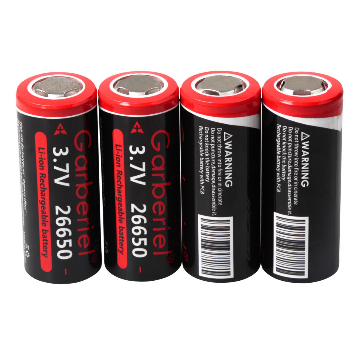 Versatile 26650 Li-ion 3.7V rechargeable flat top batteries, 2-pack