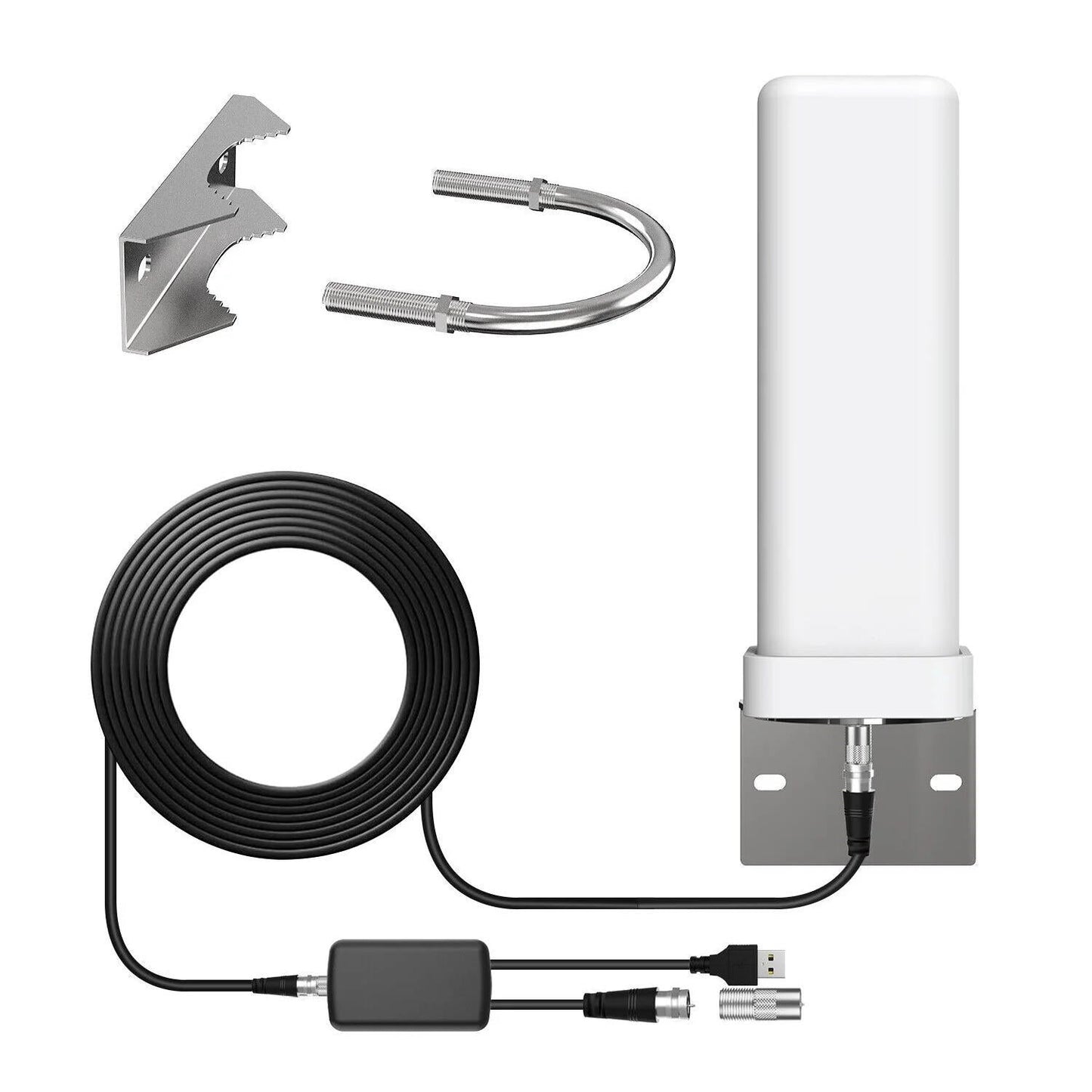Durable amplified outdoor HDTV antenna, 360° multi-directional for 460-mile free digital TV reception.