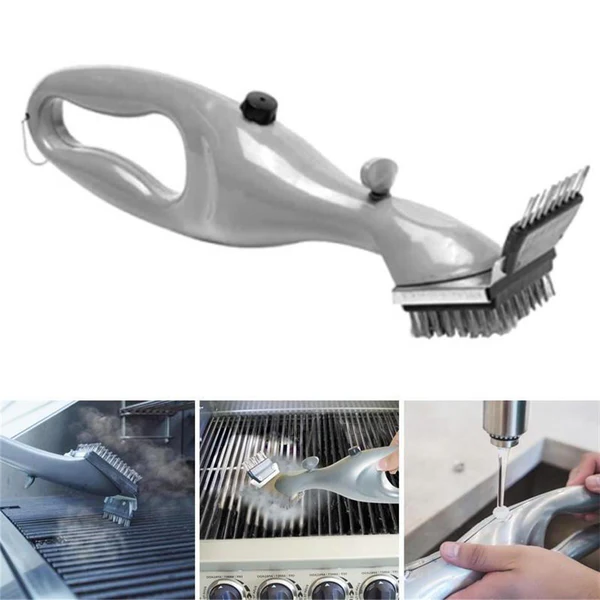 Grill cleaning steam brush: a heavy-duty, easy-to-use tool for all your outdoor cooking needs.