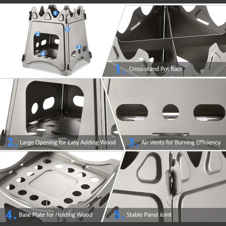 Lightweight stainless steel camping stove with pot, essential portable outdoor cooking gear