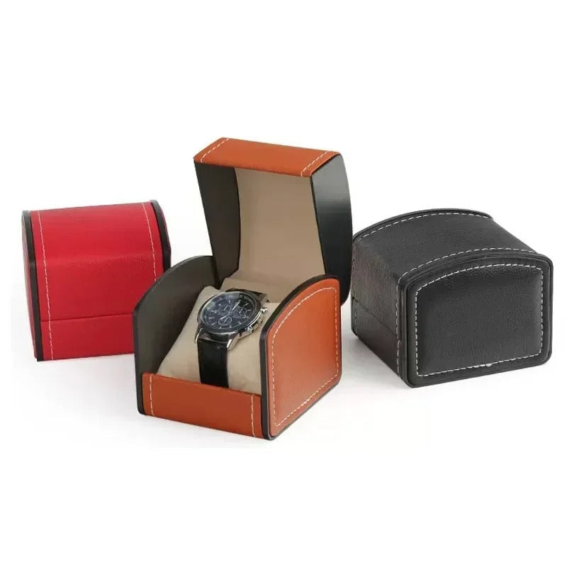 Stylish men's single watch storage box & travel case. Protects timepieces; an elegant men's accessory gift.
