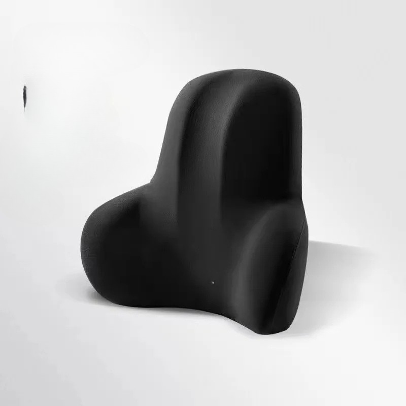 Ergonomic lumbar support pillow. Contoured memory foam back cushion for pain relief in any chair.