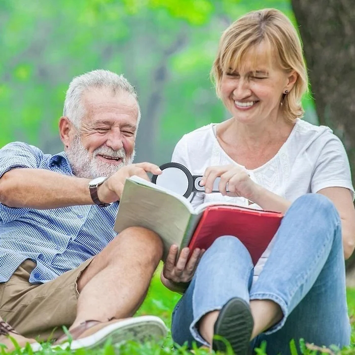 30X handheld LED magnifier, optical glass reading aid for seniors, excellent for low vision & hobbies.