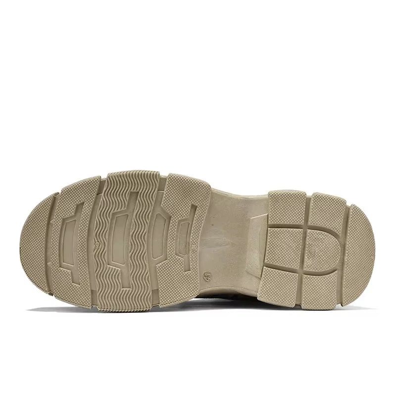 Men's high-performance all-terrain tactical boots in gray camo, providing excellent support for demanding hikes.