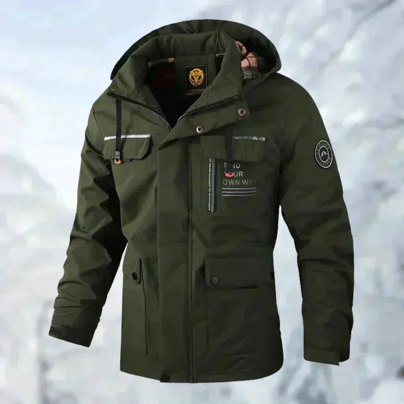 Men's rain jacket for hiking & outdoor activities, offering windproof, waterproof, and comfortable protection.