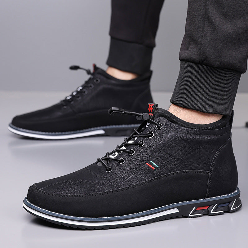 Graphite Gray men's athletic Oxford hi-top sneakers, barefoot design for enhanced natural movement & comfort.