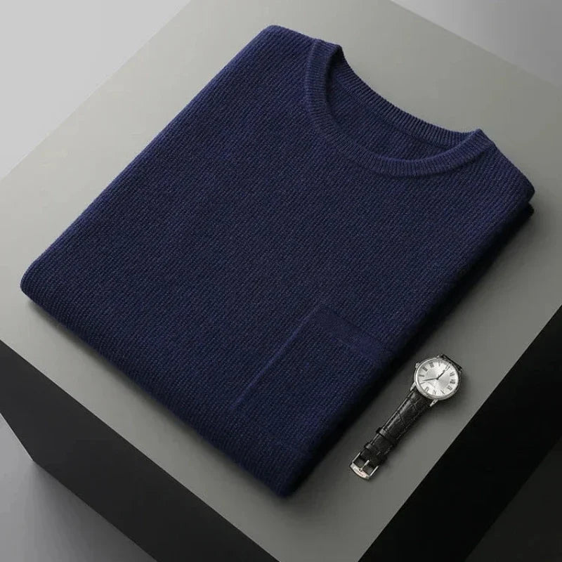 Versatile men's sleeveless sweater vest. Premium knitwear top for elegant layering, suitable for casual & smart fashion.