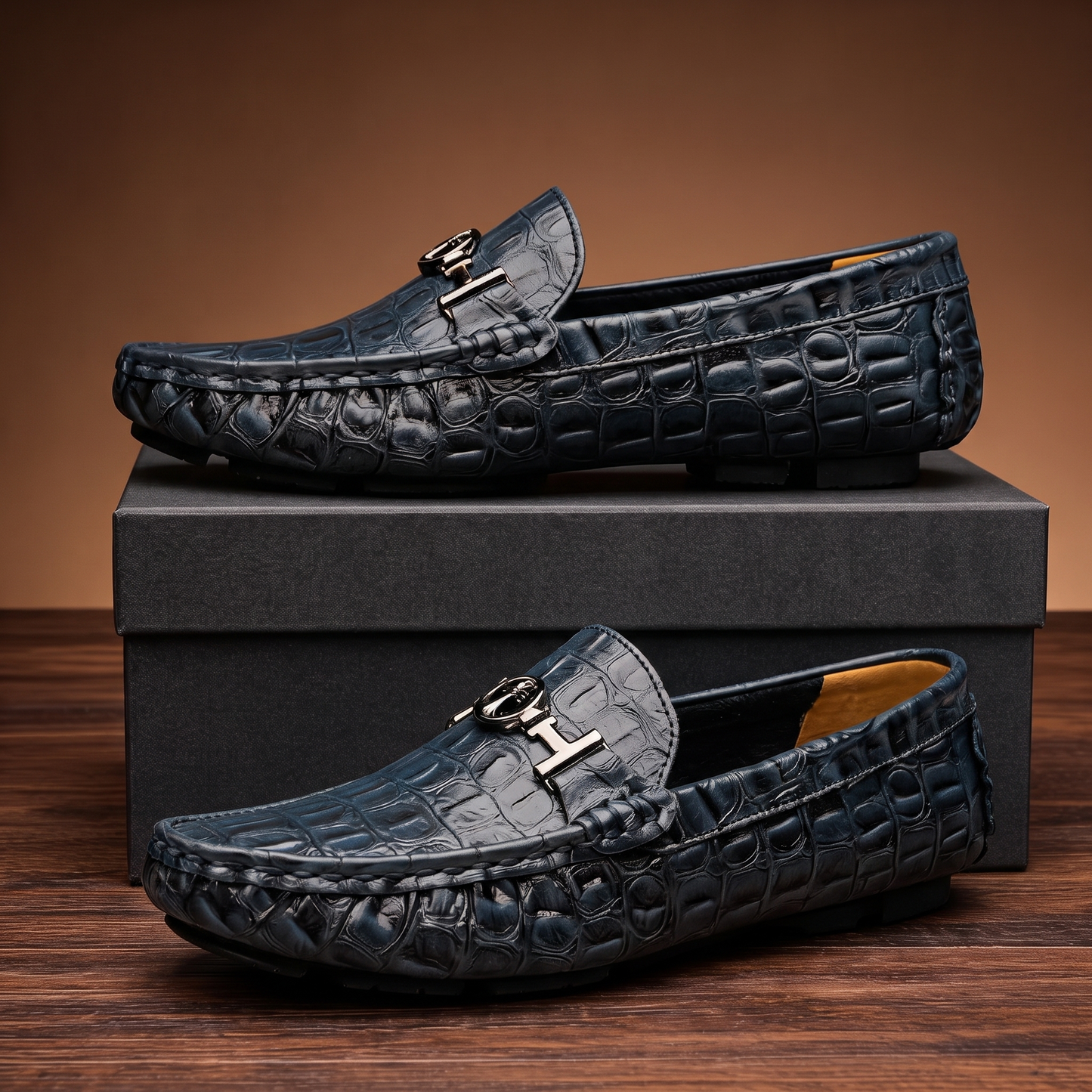 LANGSTON men's loafers: stylish, comfortable, lightweight slip-on footwear with a subtle crocodile texture.