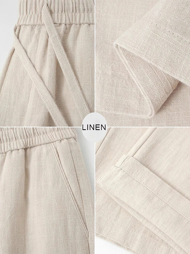 Close-up of men's relaxed fit lounge pants showing comfortable elastic waist & adjustable drawstring.