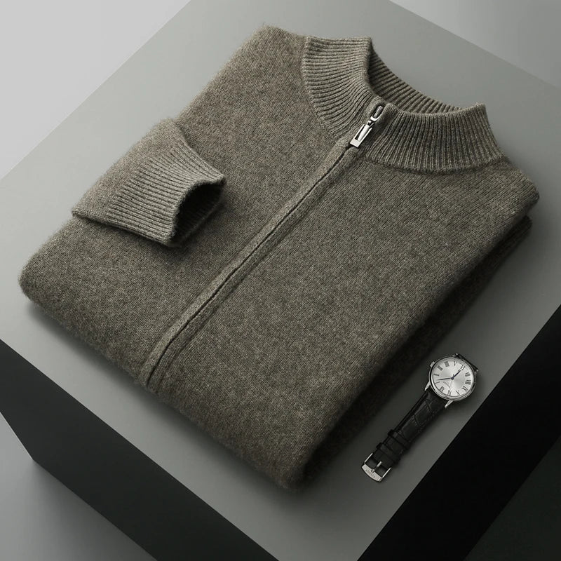 Men's comfortable knit cardigan, a stylish long sleeve sweater perfect for casual wear and cool weather layering.