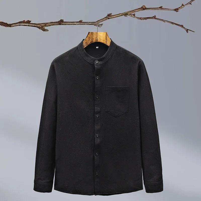 Versatile men's tailored fit button-up shirt, ideal for both casual and formal contemporary outfits.