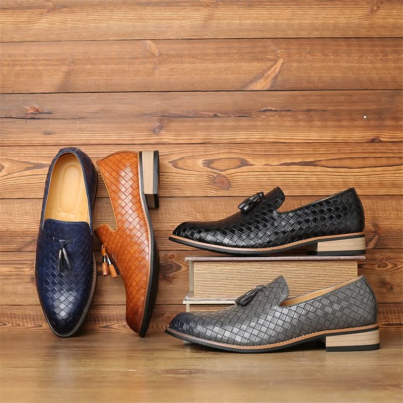 Valtieri men's woven tassel loafers. The ultimate comfortable slip-on dress shoes for modern men.