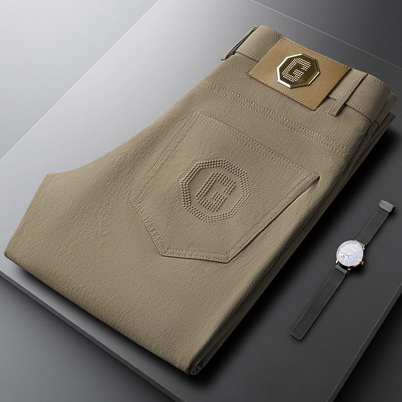 Men's comfortable brushed cotton trousers. Versatile tailored fit pants for smart casual fashion.