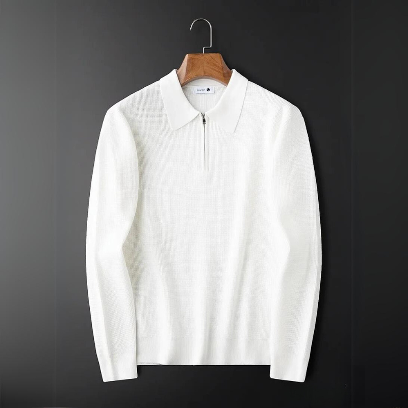 Comfortable long-sleeve men's versatile waffle knit shirt with a quarter-zip, designed for effortless everyday fashion.