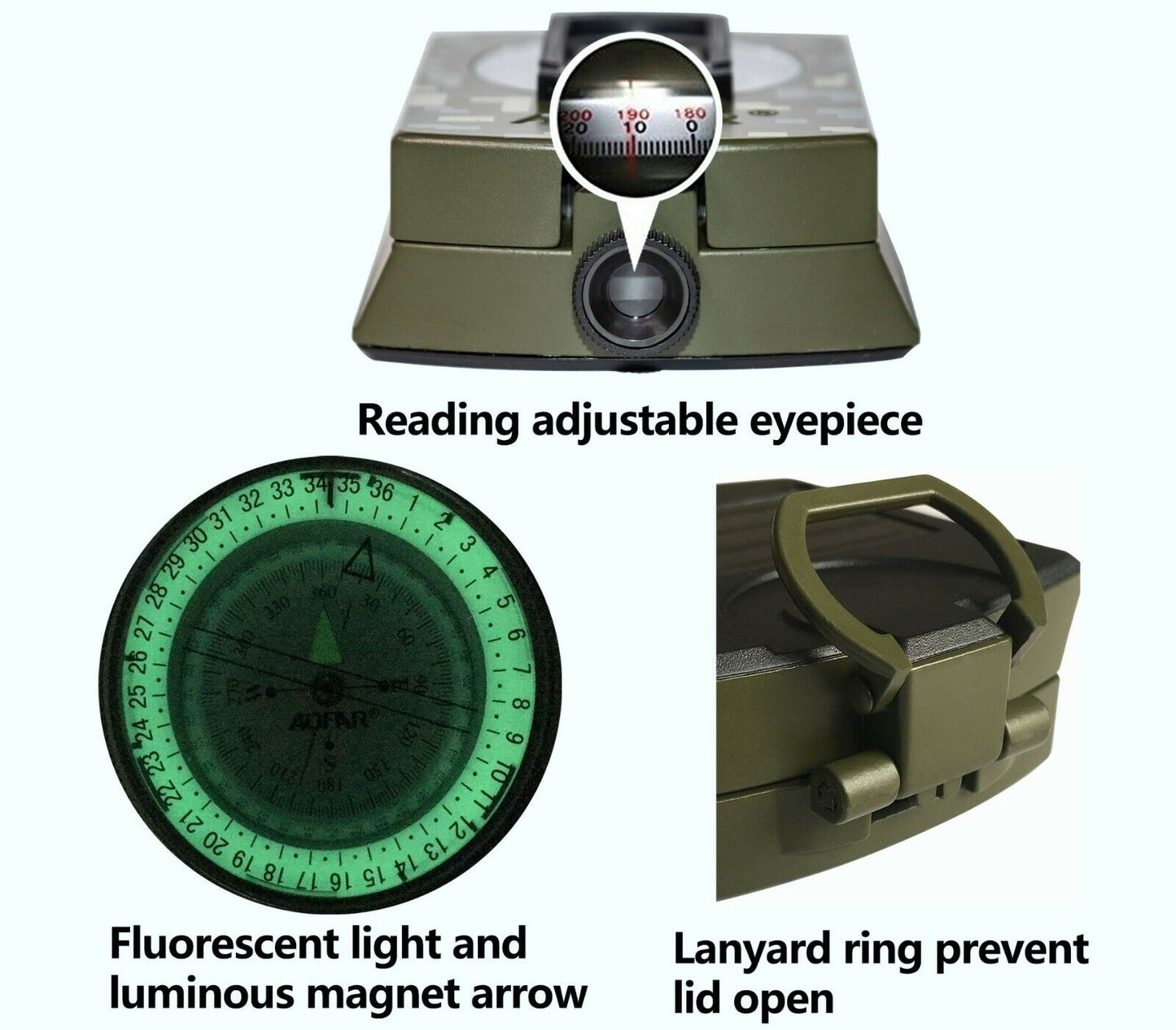 Compact and precise military lensatic compass, a reliable tool for any outdoor adventure.