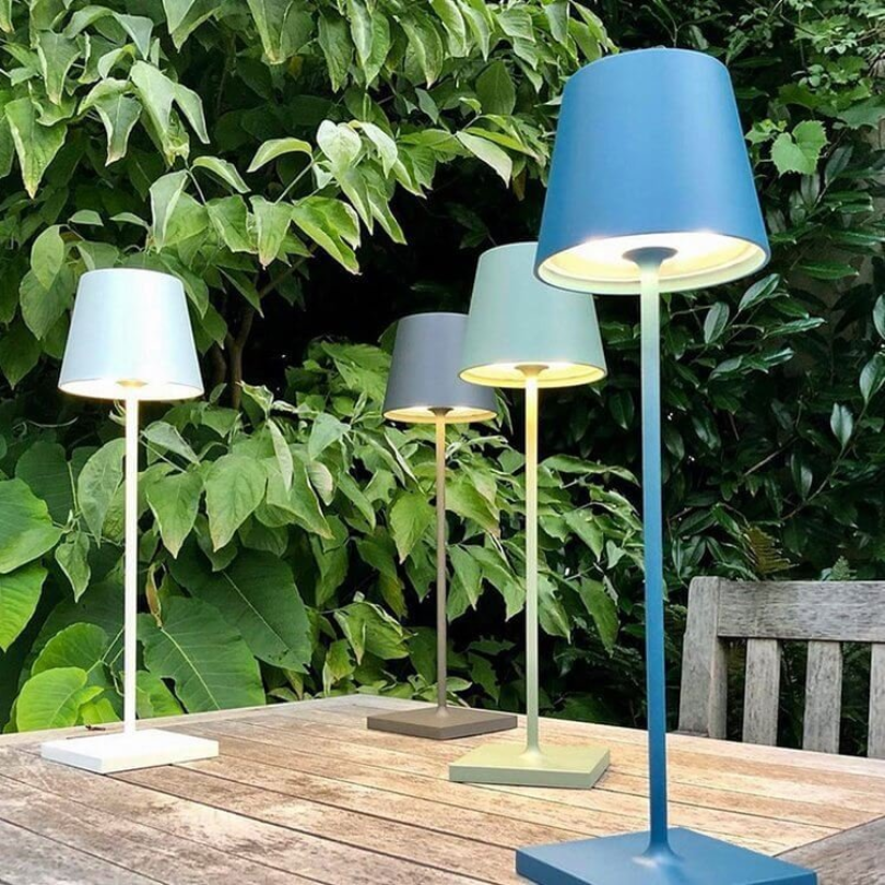 Rechargeable LED ambiance lamp, touch-controlled for modern living.
