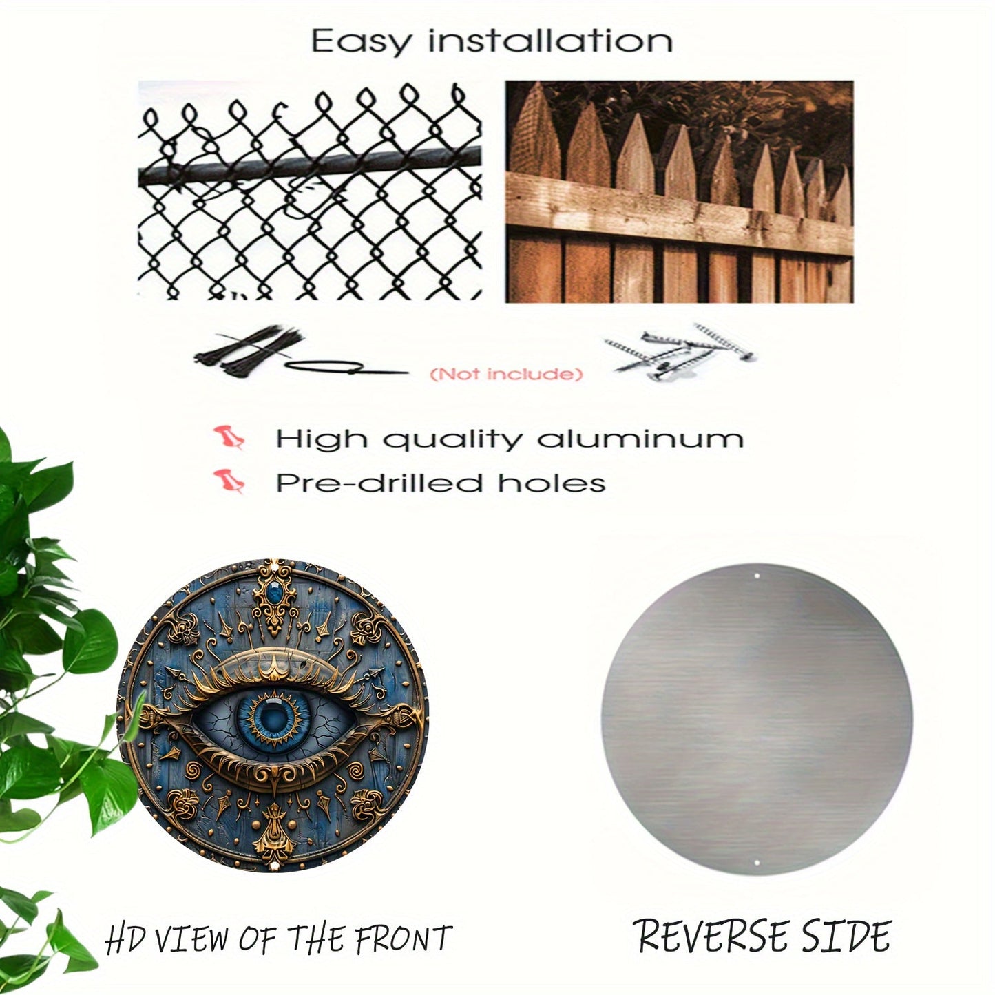 Egyptian Eye of Horus Mystic Guardian Wall Shield. Aluminum protective talisman, ancient symbol home decor art.