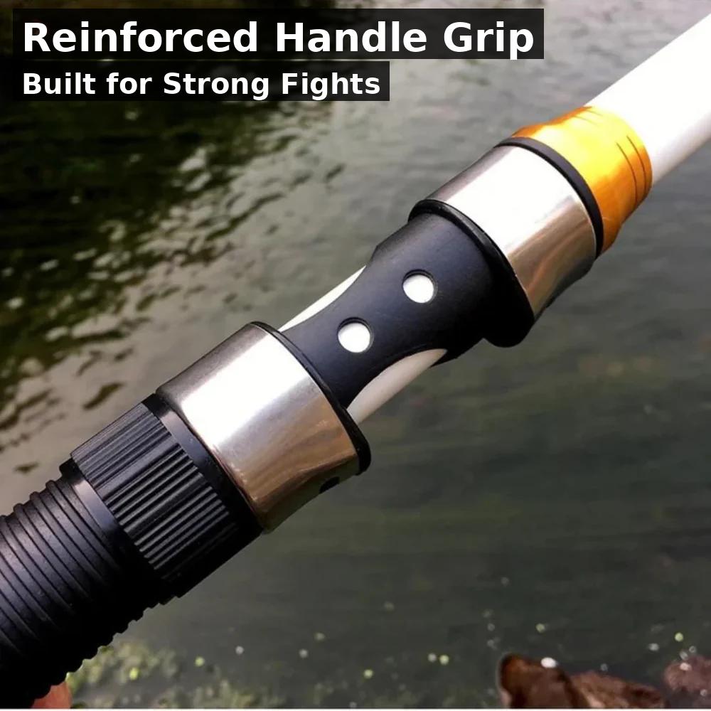 Telescopic fishing rod with reel seat, made from carbon fiber, essential for predator fishing gear.