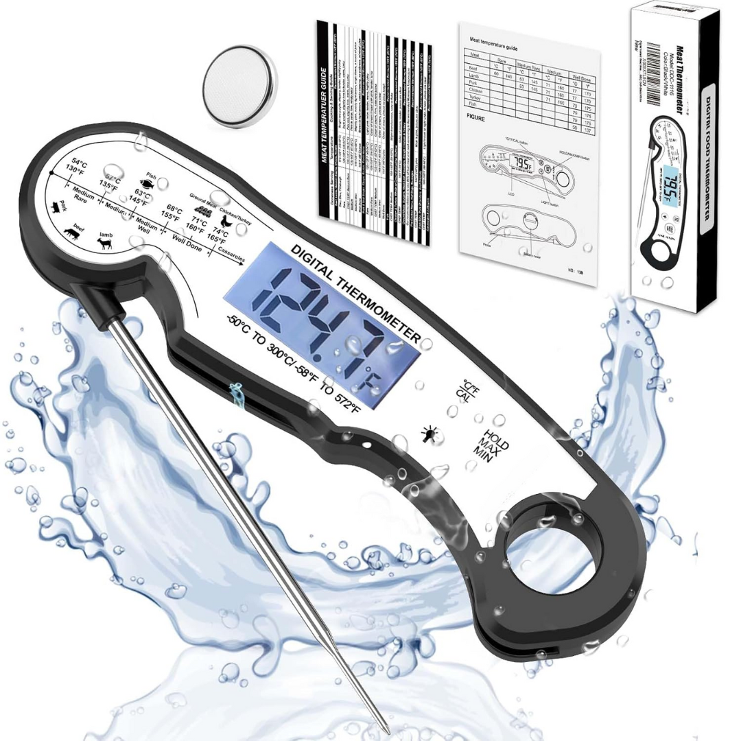 High-precision digital food thermometer for grilling, baking & general cooking. Fast, accurate, and waterproof.