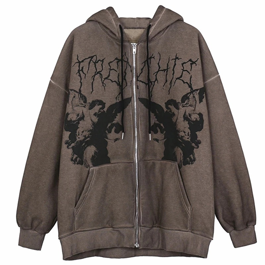 Unisex aesthetic graphic hoodie in black with unique grunge print, perfect for comfortable streetwear fashion.