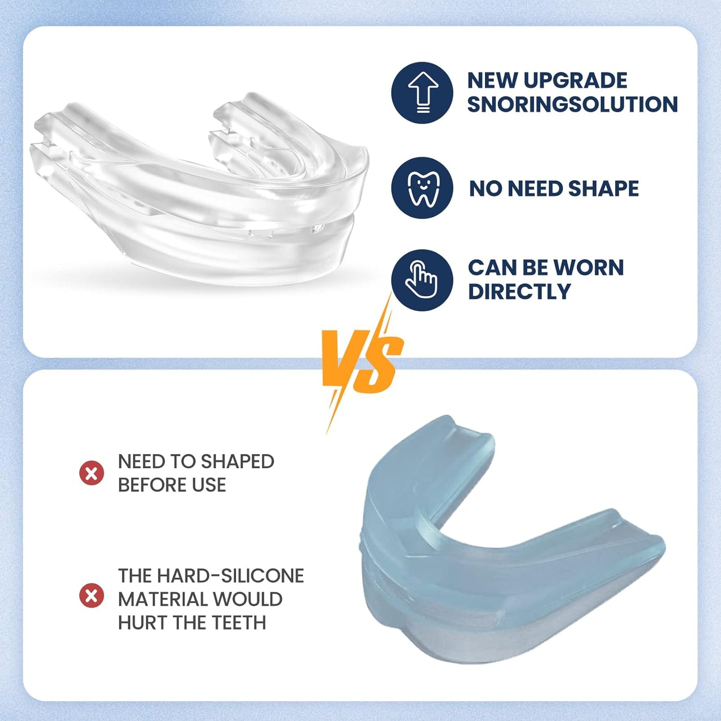 Oral appliance for sleep apnea & snoring. Unisex mouth guard provides comfortable, reusable relief for restful nights.