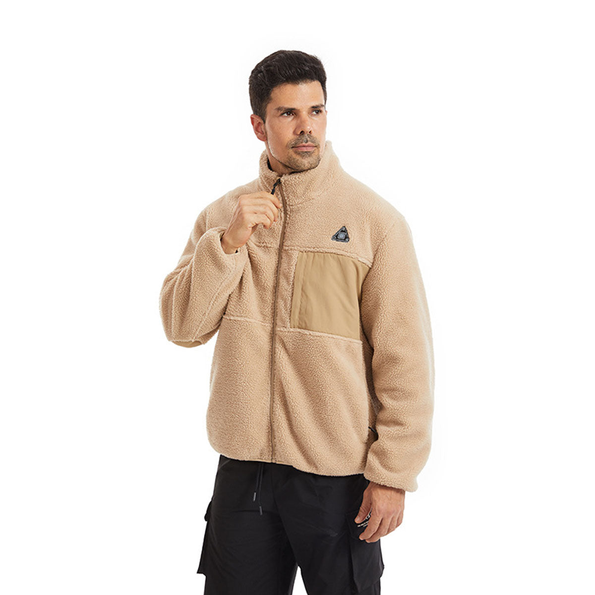 Black heated outdoor jacket, versatile thermal wear for unisex adults, camping, & hiking comfort