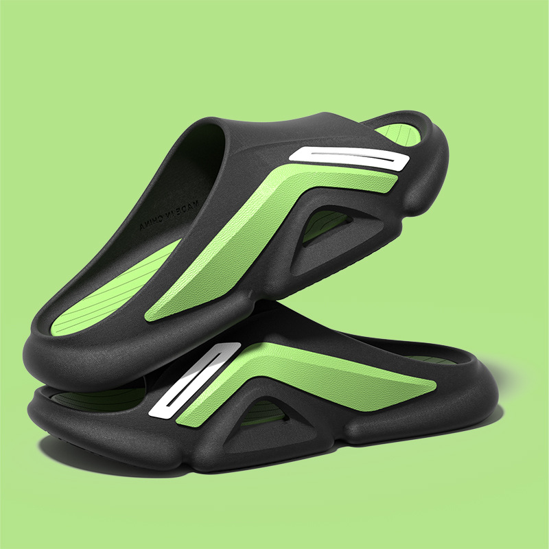 Detail of non-slip sole on Cloud Cushion Slides, made from durable, soft EVA foam for unisex comfort sandals.