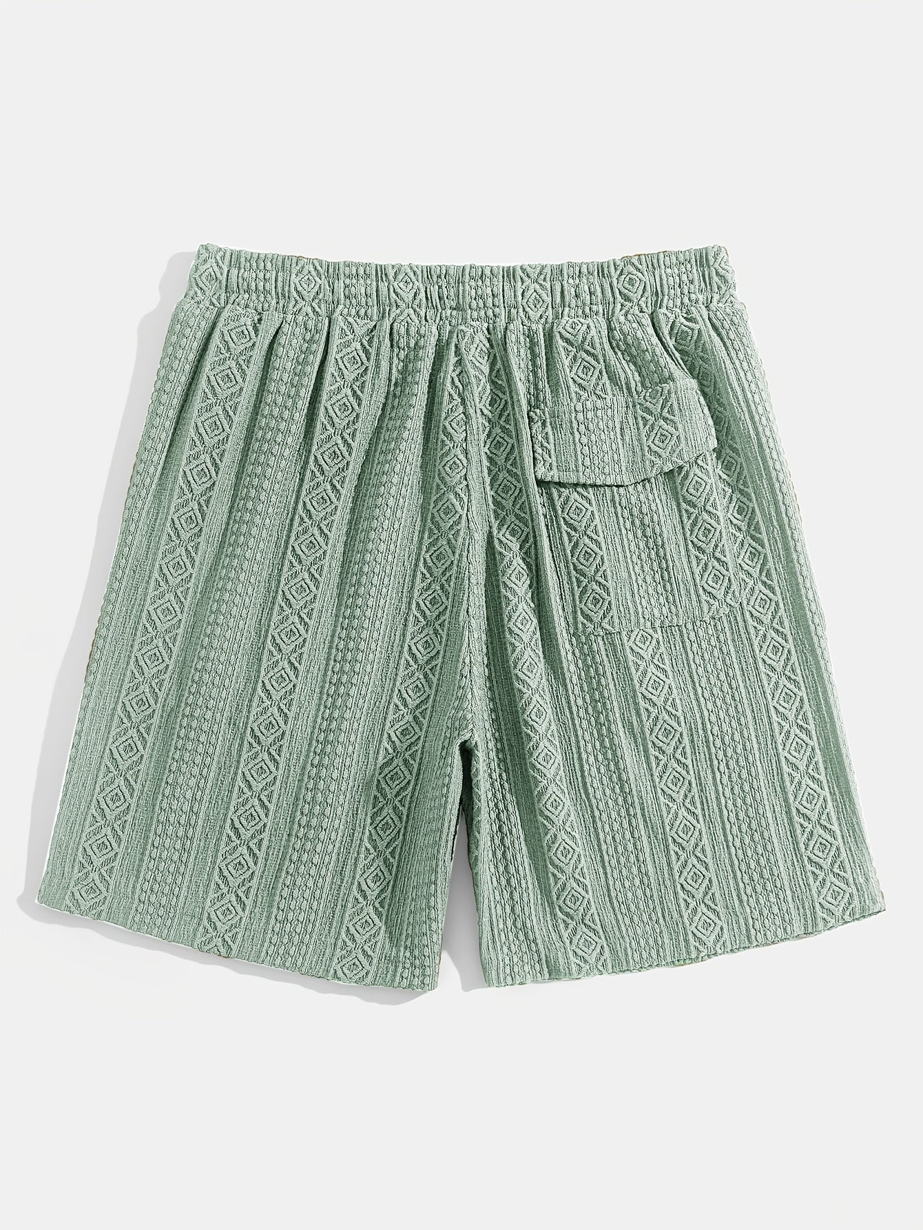 Cozy diamond knit jacquard shorts, unisex and perfect for relaxed summer days or lounge wear.