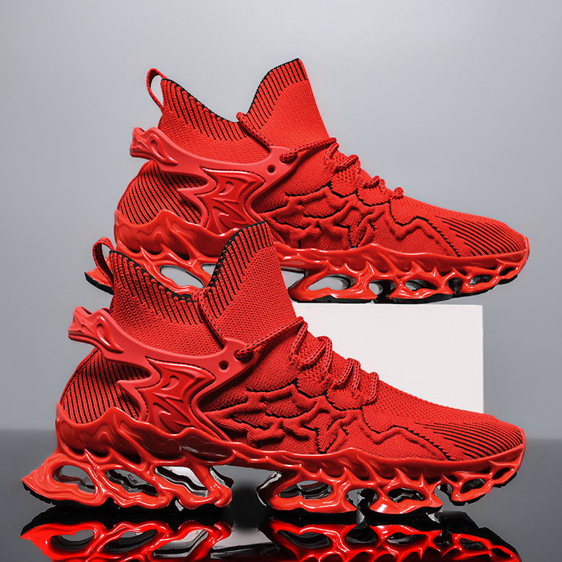 Comfortable unisex orange & red walking shoes, perfect everyday footwear for active lifestyles.