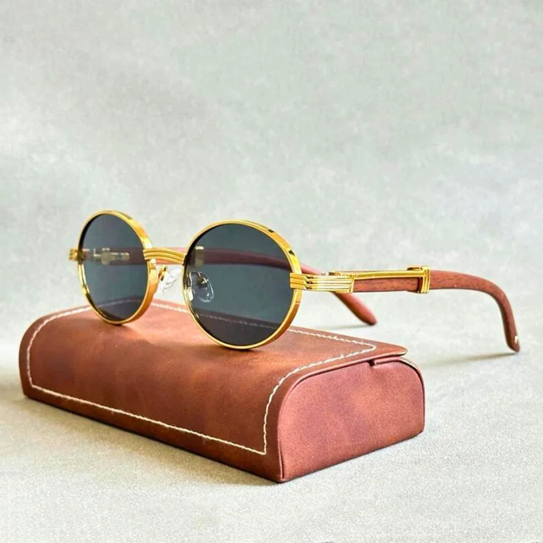 Luxury unisex wood frame sunglasses, artisan-crafted for a refined look and premium eye protection.