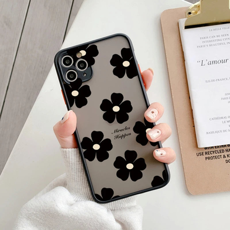 Matte midnight floral iPhone case. Unisex, shockproof, MagSafe compatible. Slim & anti-scratch for complete protection.