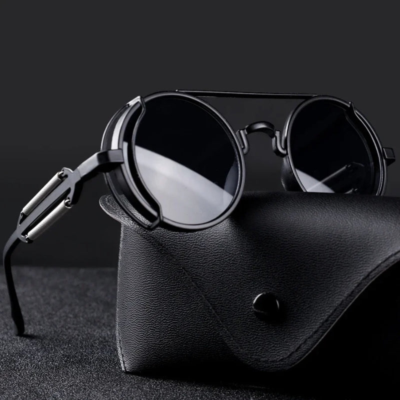 Glare-reducing round polarized sunglasses with a sturdy metal frame, perfect for driving & sun protection.