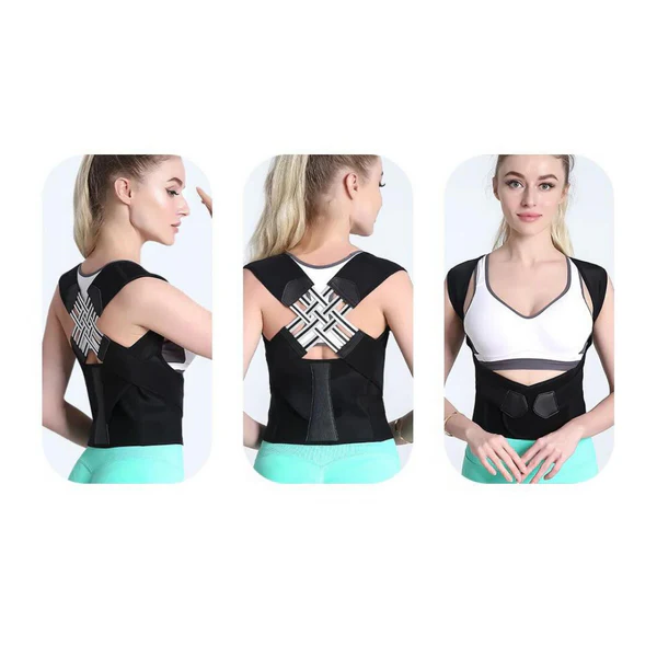 Adjustable back pain relief posture support brace for men & women, ensuring comfortable, discreet spinal alignment.