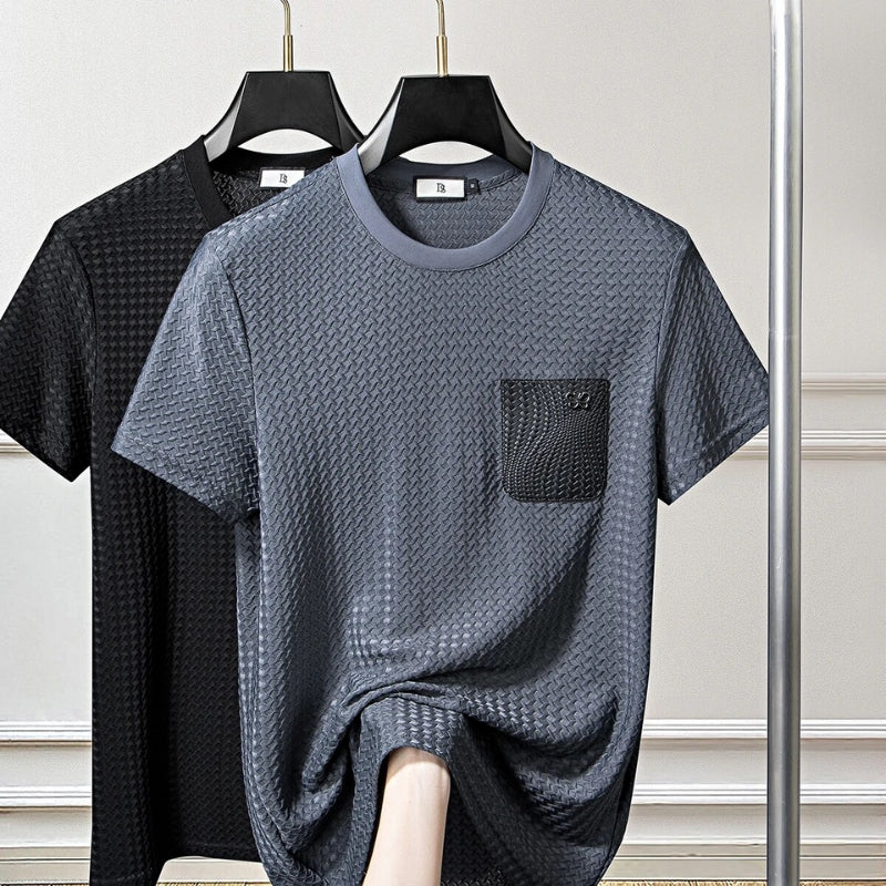 Everyday comfort with a premium Royal Gray jacquard lounge set; textured soft fabric.
