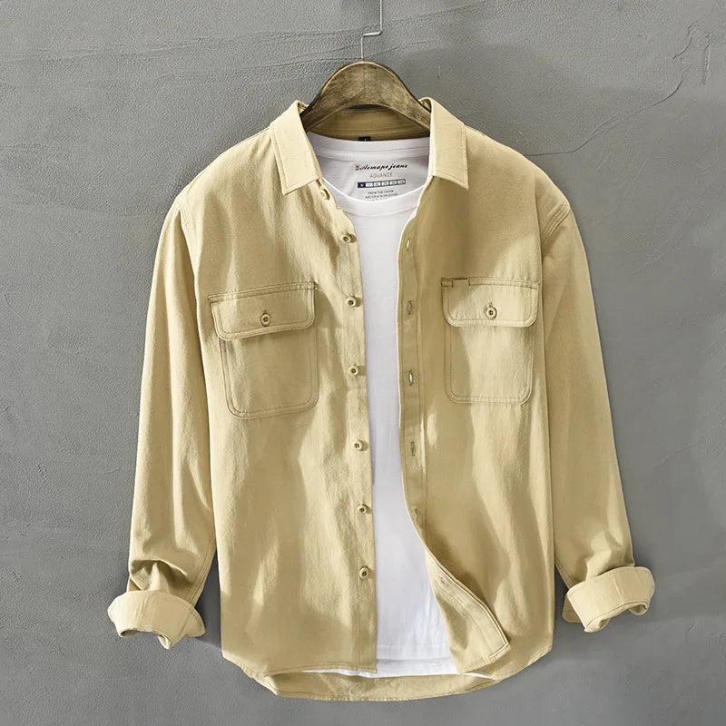 Lightweight unisex capri shirt, relaxed fit. Versatile summer button-down for casual, effortless men's & women's fashion.