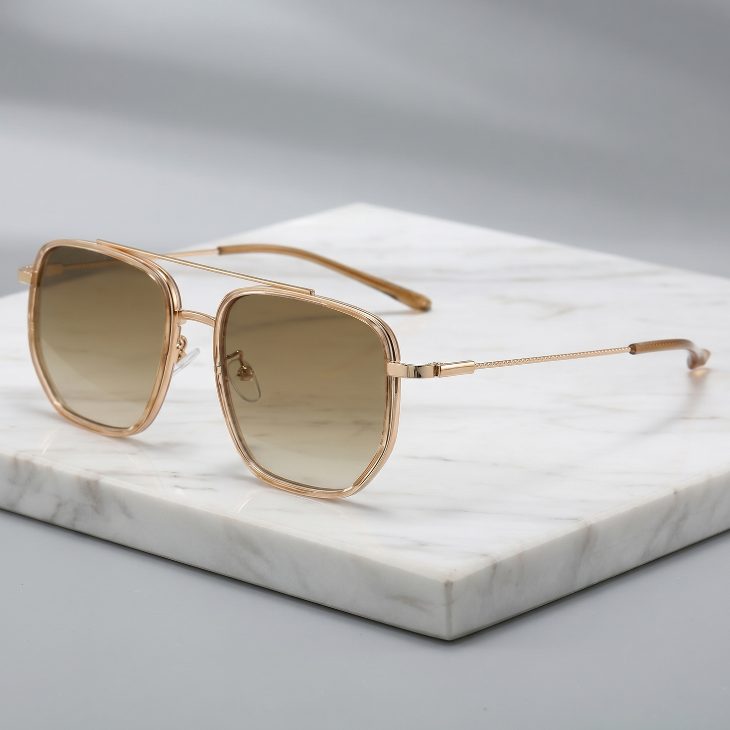 Modern unisex square frame sunglasses, lightweight design, anti-glare acrylic lenses.