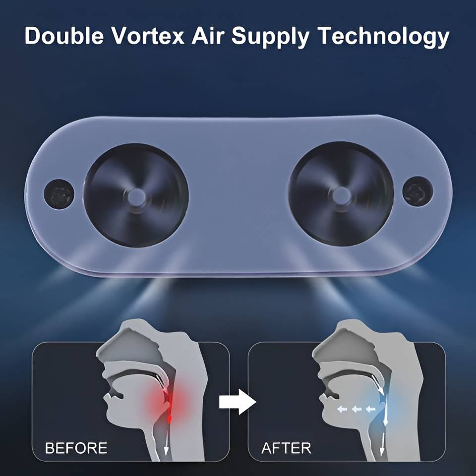 Travel-friendly nasal air circulator, USB rechargeable, for enhanced sleep, breathing & anti-snoring relief.