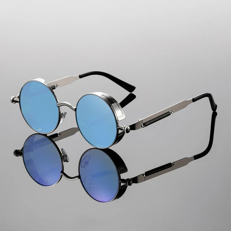 Premium vintage round sunglasses, designed for unisex wear with UV400 protection & a timeless 70s retro style.