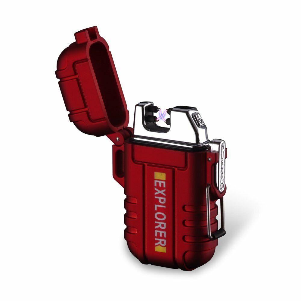 Stylish and functional waterproof plasma lighter, USB rechargeable, perfect for camping and hiking.