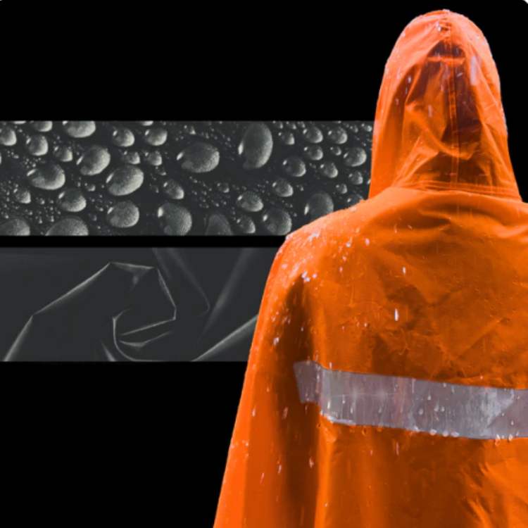 Group of hikers wearing unisex waterproof ponchos in a forest, emphasizing communal outdoor gear.