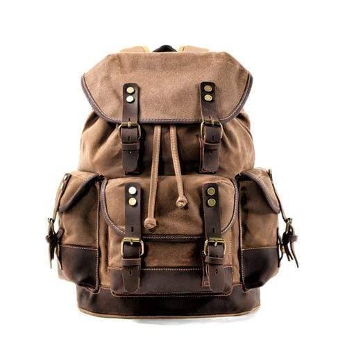 Unisex leisure rucksack made from robust waxed canvas, perfect for urban adventures and nature trails