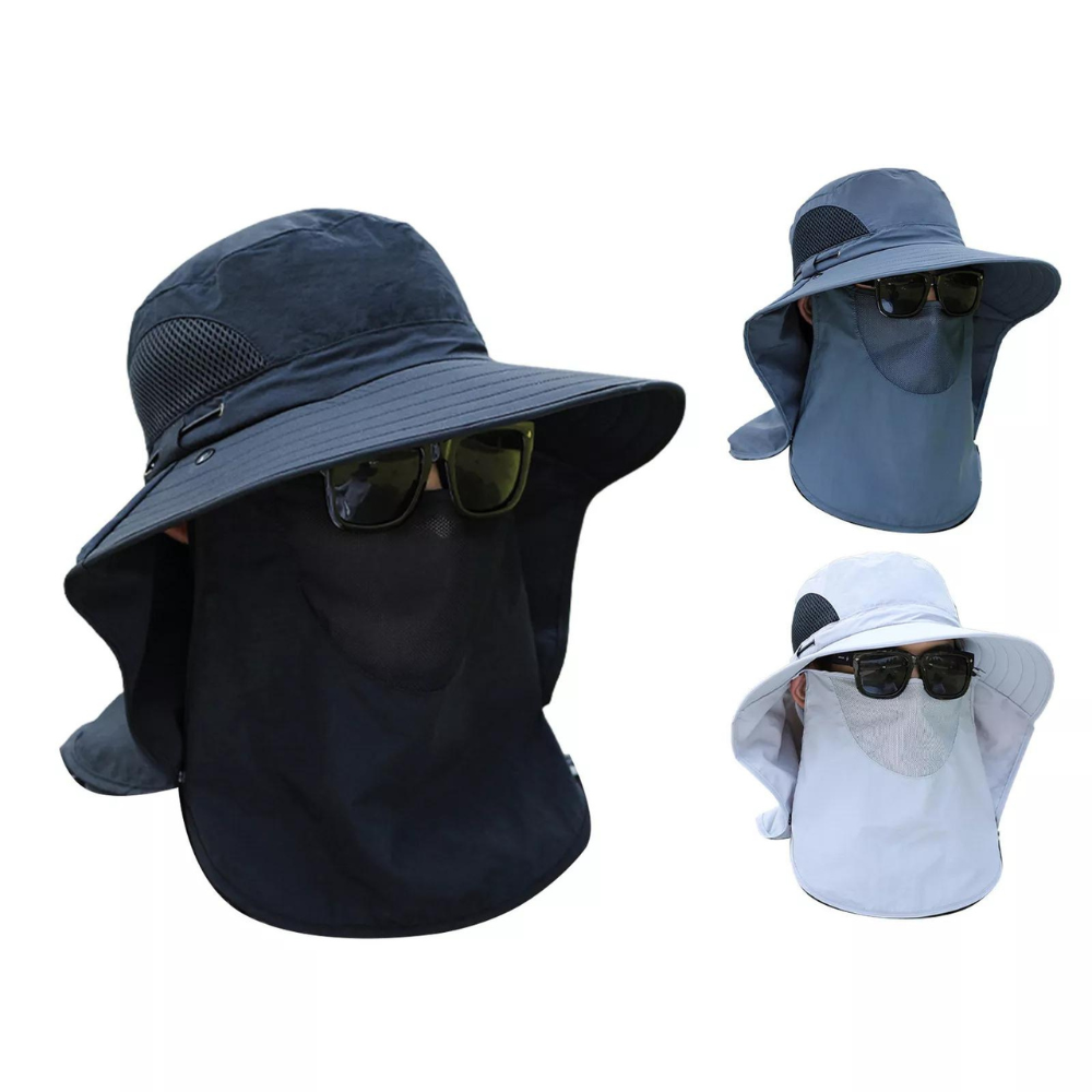 Breathable wide brim sun protection hat for men & women. Ideal outdoor gear for fishing, hiking, & travel.