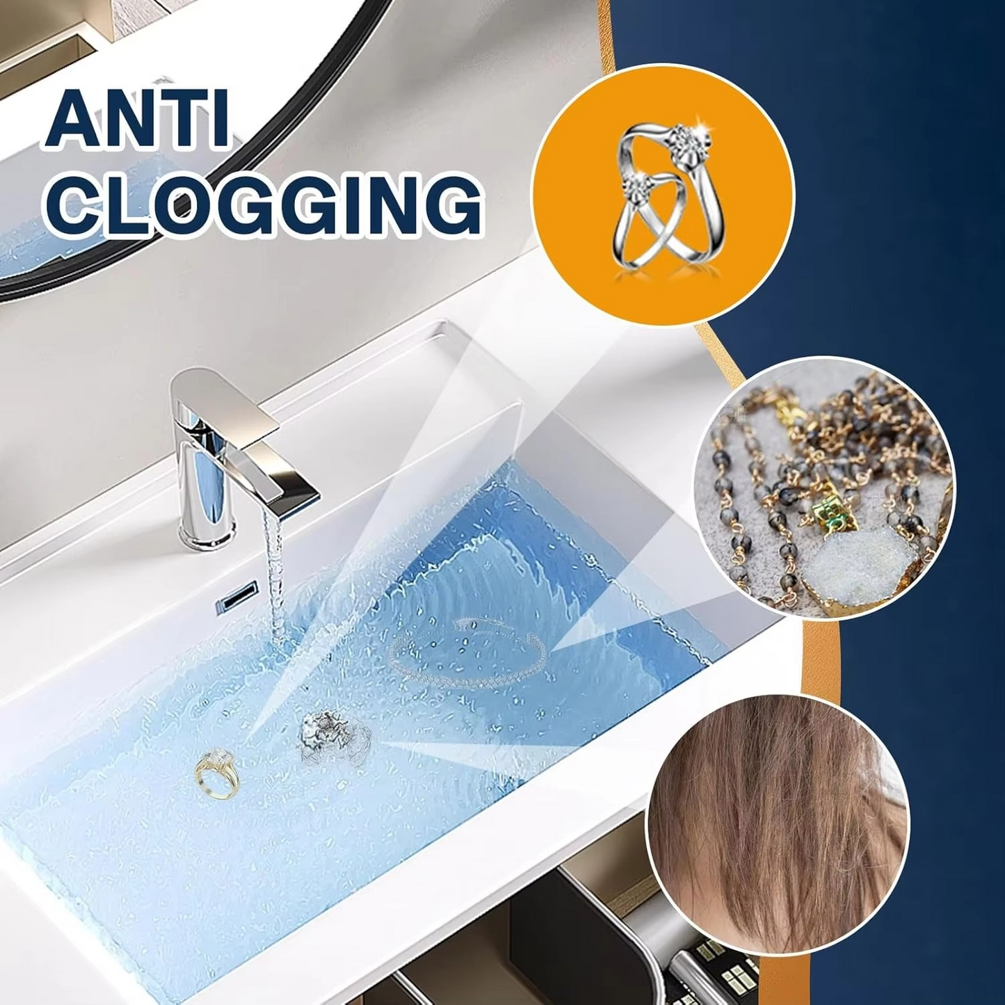 Durable universal pop-up sink drain stopper with hair catcher. Ensures clog-free kitchen and bathroom sinks.