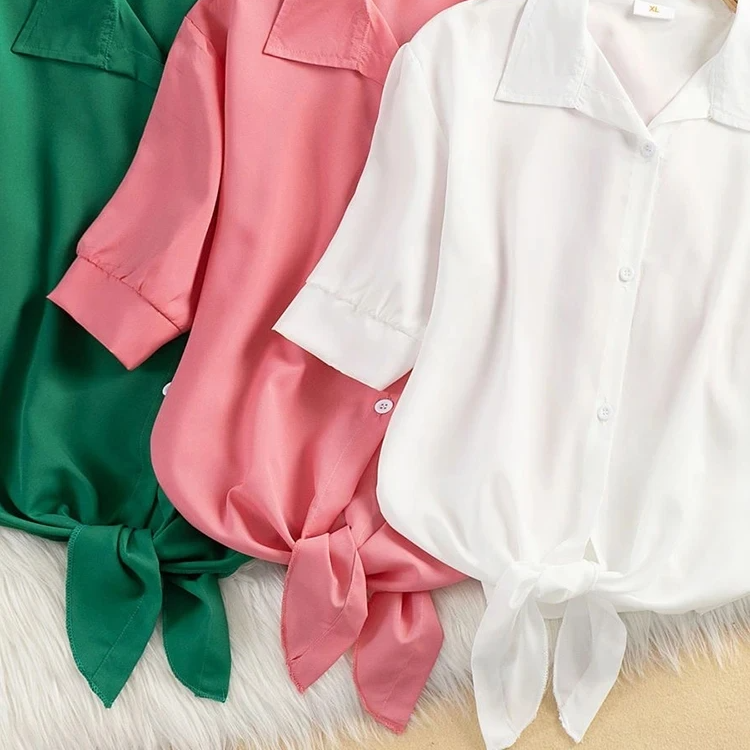 Stylish women's cropped tie-front top in a flattering fit, perfect for summer's effortless style.