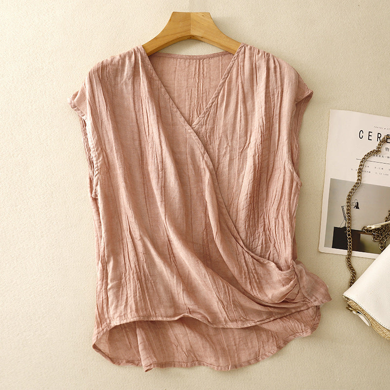 Relaxed fit women's sleeveless summer top, flowy design, great for a chic casual look or comfortable beachwear.