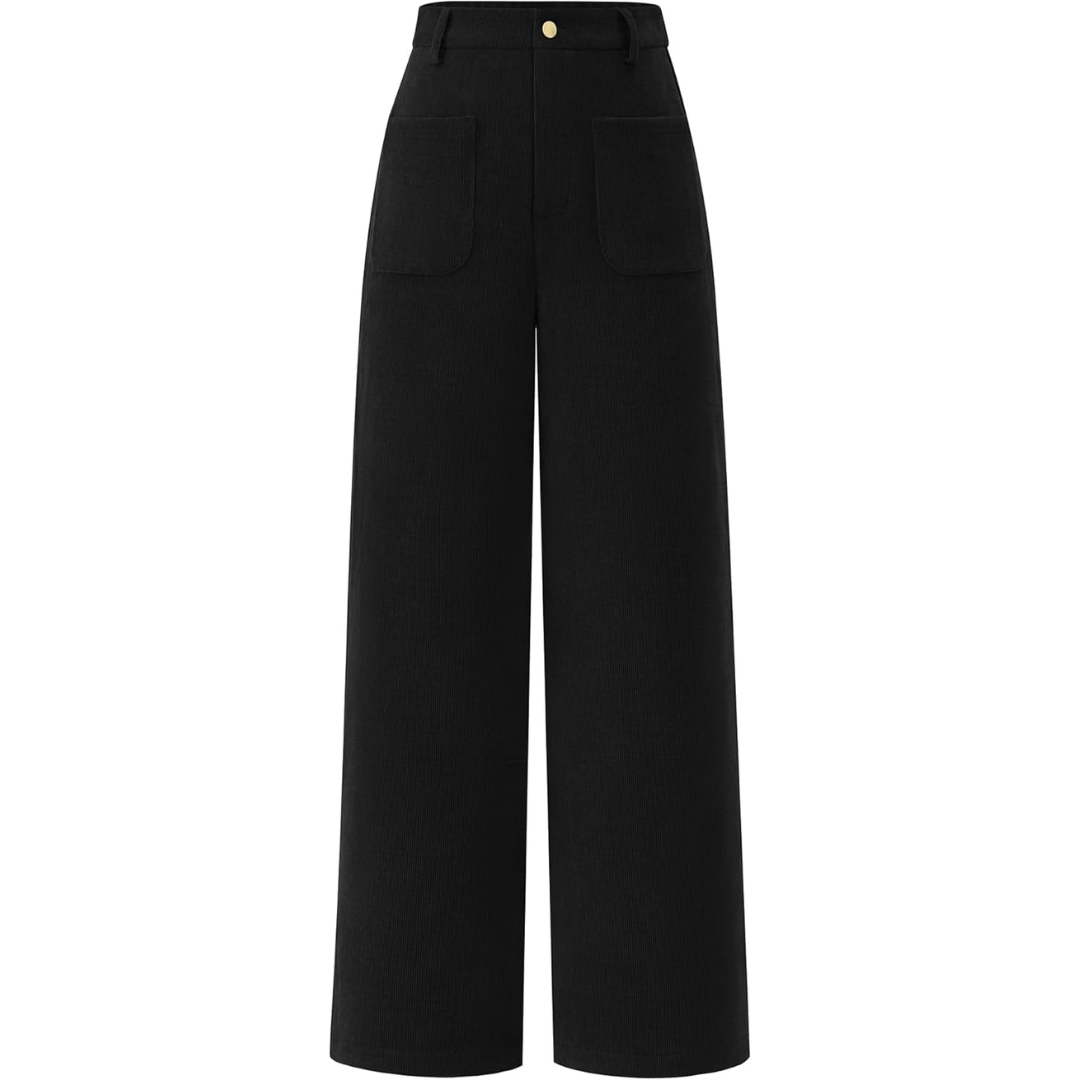 Coffee women's high waist wide leg palazzo trousers with pockets, merging comfort with modern fashion.