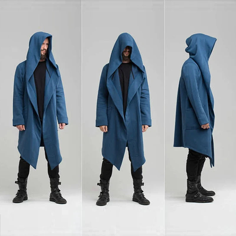 Fashionable women's long draped hooded coat, a must-have stylish and comfortable piece for any wardrobe.
