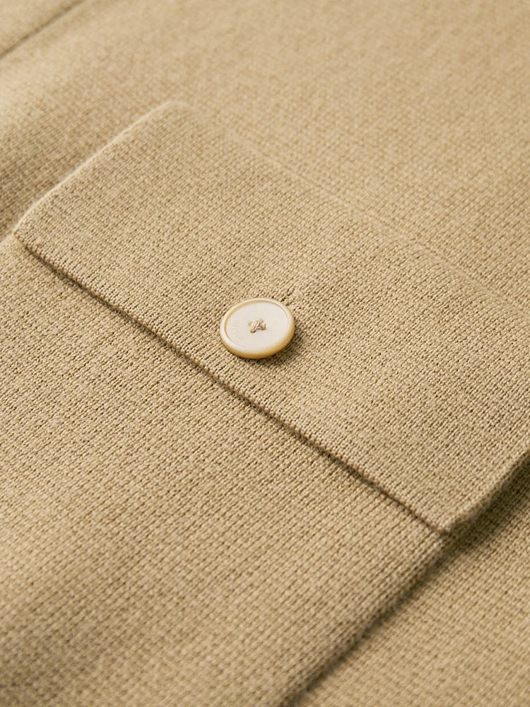 Chic women's relaxed fit polo cardigan, perfect for a cozy yet fashionable casual look. Comfortable and versatile.