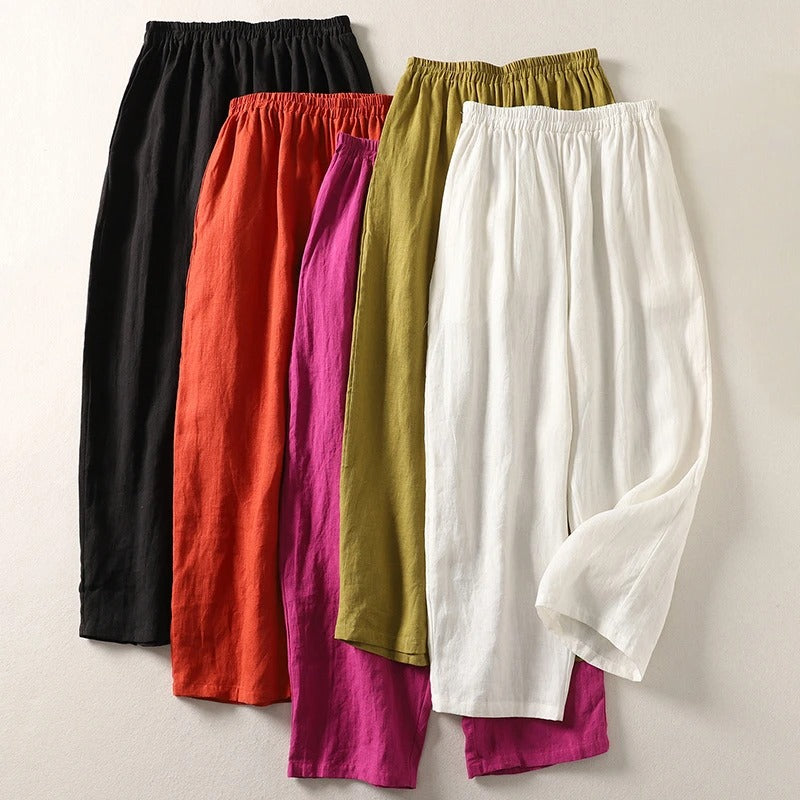 Soft, breathable Sofia loose fit pants for women. Ideal high waist wide leg summer wear for casual & vacation.