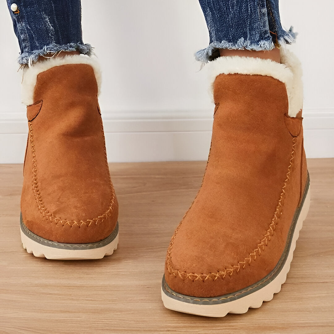 Cozy women's non-slip winter ankle boots, offering superior warmth & secure footing on icy surfaces.